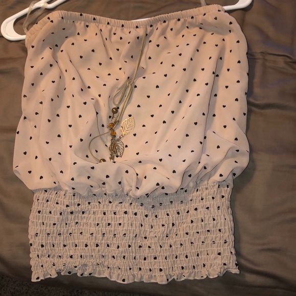 Mesh strapless top with black hearts - Picture 4 of 5